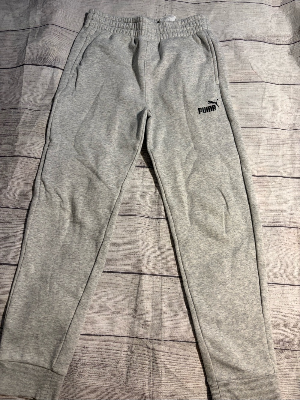 Puma Men's Light Gray Fleece Joggers with Logo